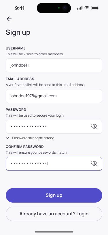 Sign up - Input - Keyboard